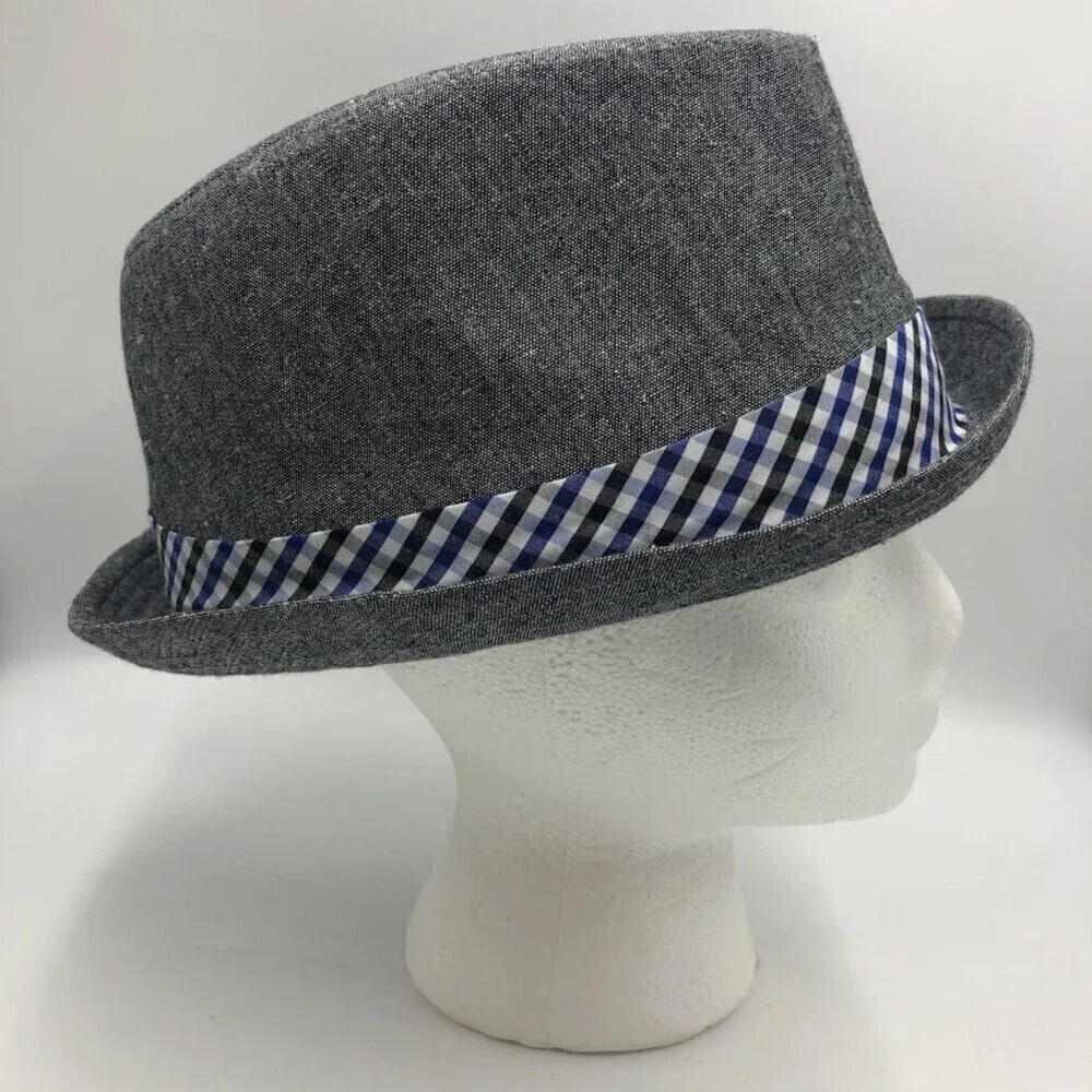 Nick Graham Men's Fedora Gray Hat with Plaid bow tie